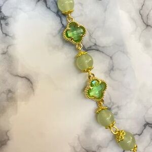 Bracelets Plated Gold Hotan Jade Green